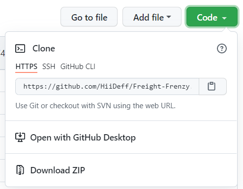 The green Code button on GitHub